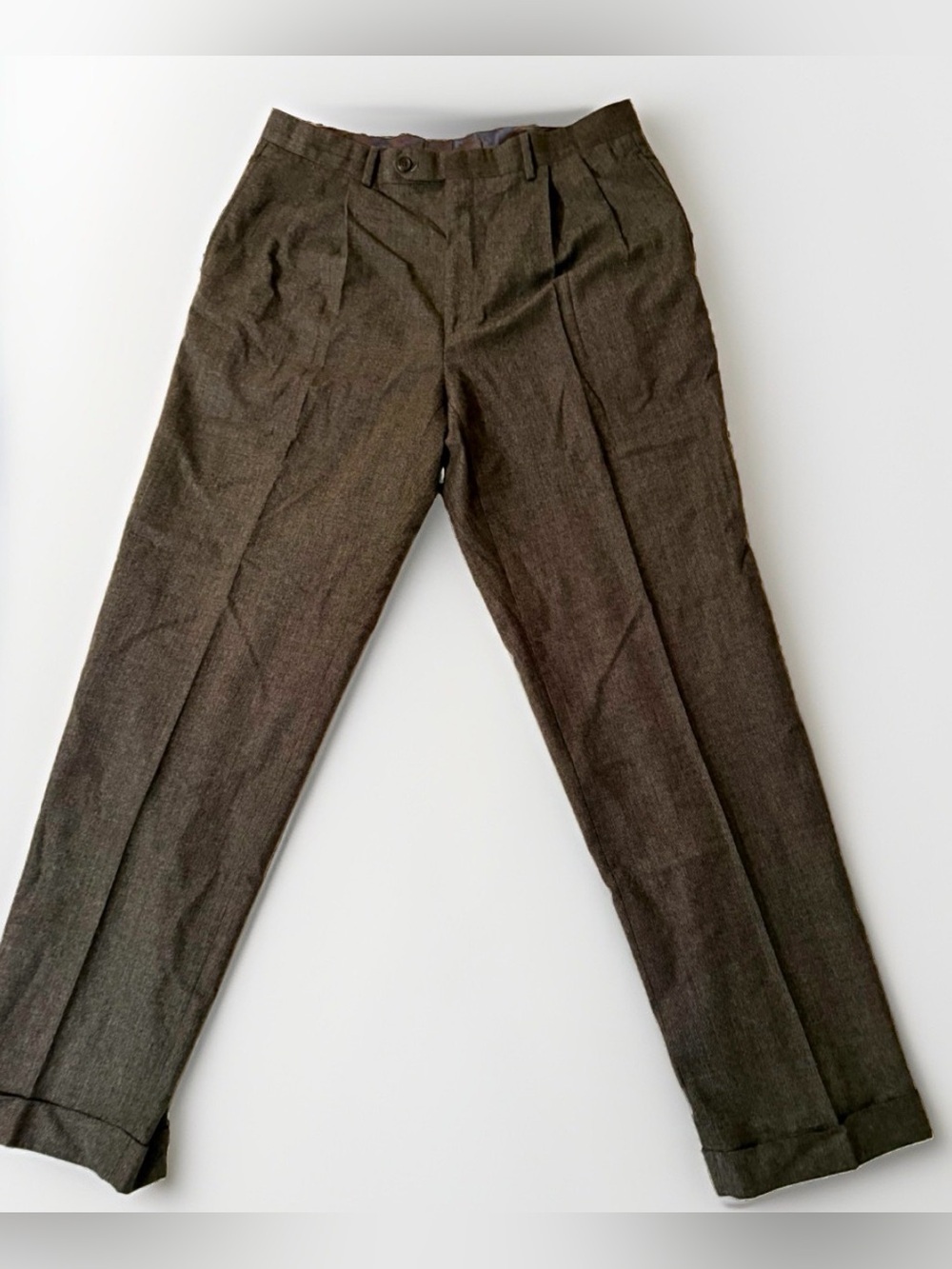 VTG Lauren Ralph Lauren Men's Gray 100% Wool Dress Pants 34x32 Dbl Pleated Cuffs